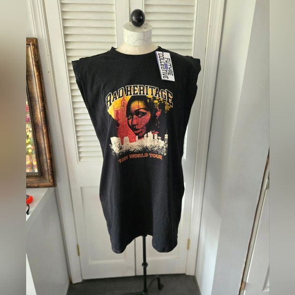 NWT Future Collective Graphic Tee Dress Lace-Up M - Picture 2 of 10